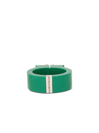 Manchette en laiton, strass et résine  - Cristal & Vert Emeraude