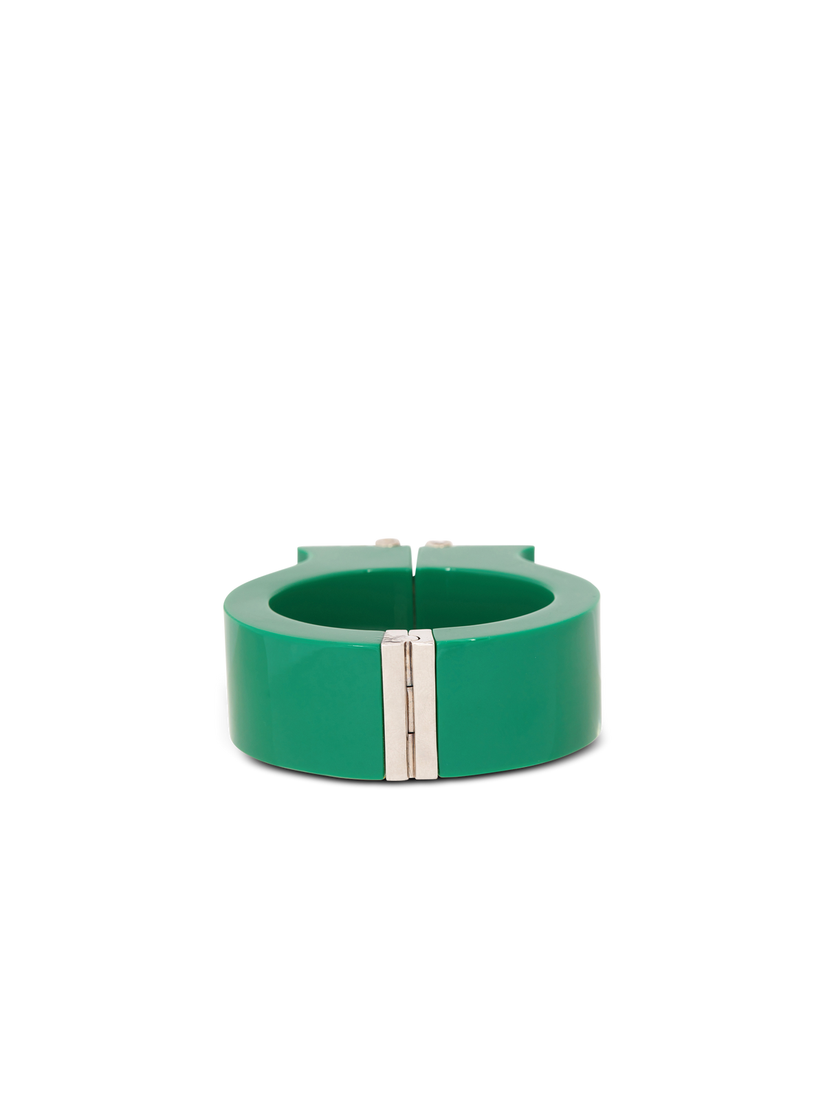 Manchette en laiton, strass et résine  - Cristal & Vert Emeraude