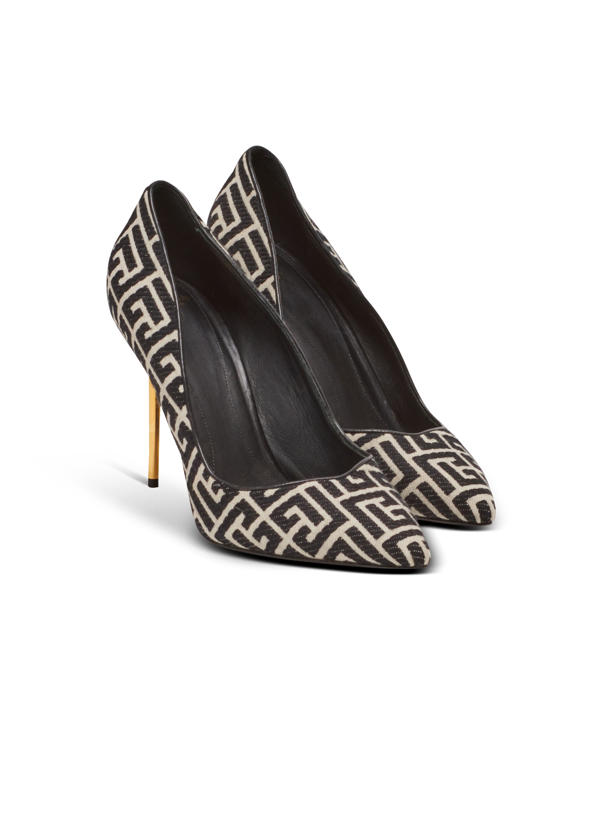 Escarpins ruby en jacquard monogramme - Ivoire & Noir