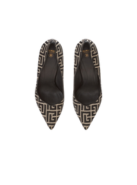 Escarpins ruby en jacquard monogramme - Ivoire & Noir