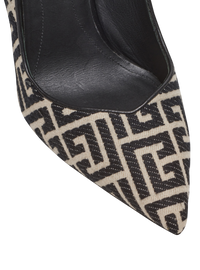 Escarpins ruby en jacquard monogramme - Ivoire & Noir