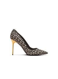 Escarpins ruby en jacquard monogramme - Ivoire & Noir