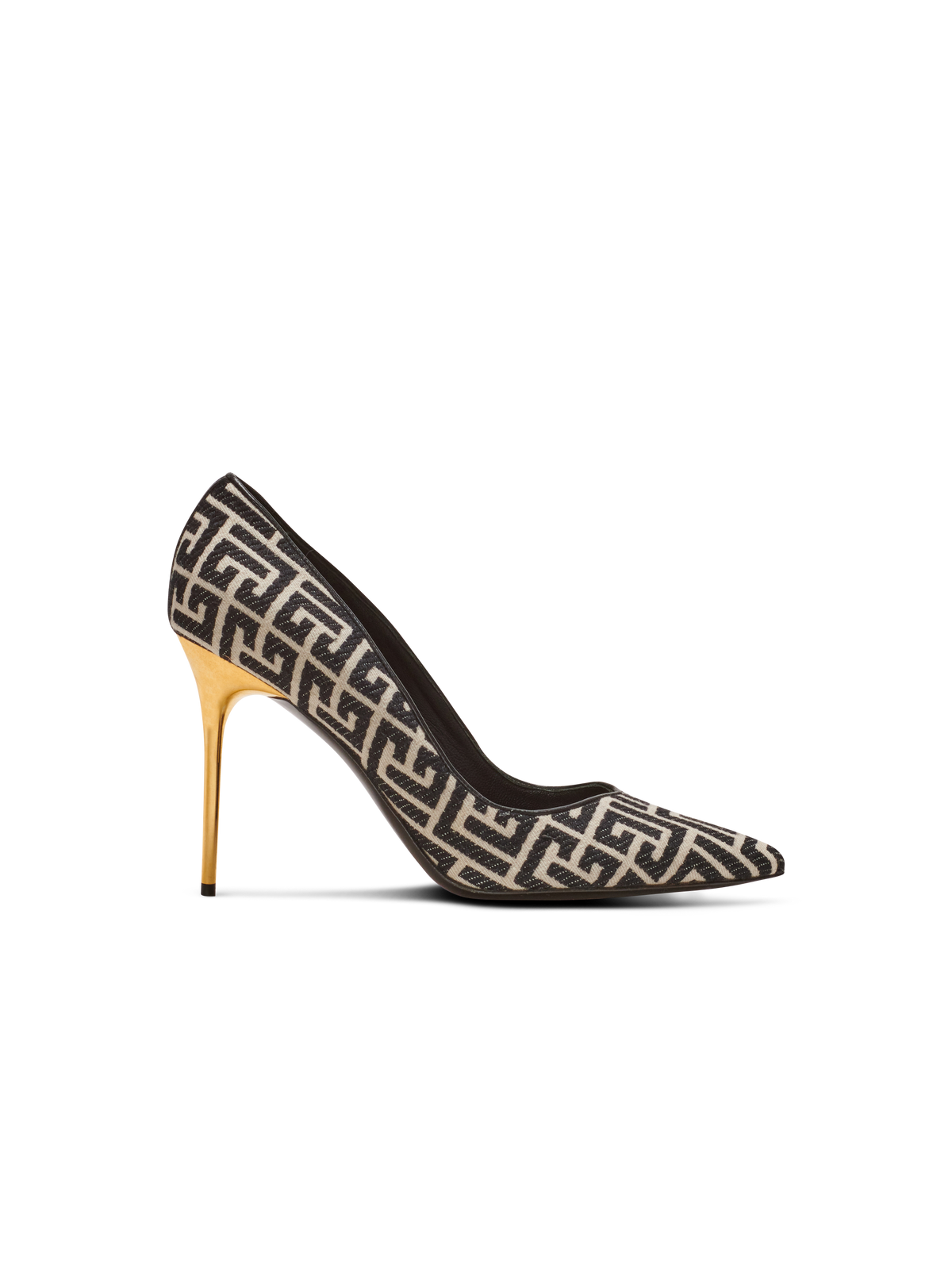 Escarpins ruby en jacquard monogramme - Ivoire & Noir