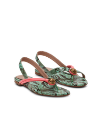 Sandale plate Alma embossée Python - Multicolore