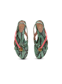 Sandale plate Alma embossée Python - Multicolore