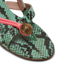 Sandale plate Alma embossée Python - Multicolore