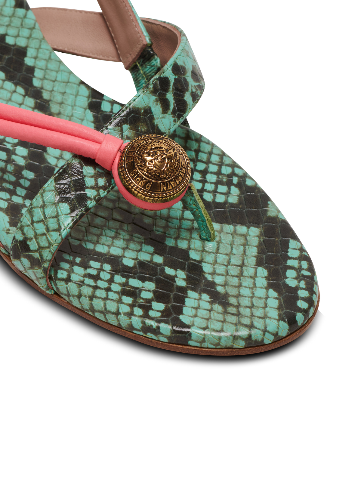 Sandale plate Alma embossée Python - Multicolore