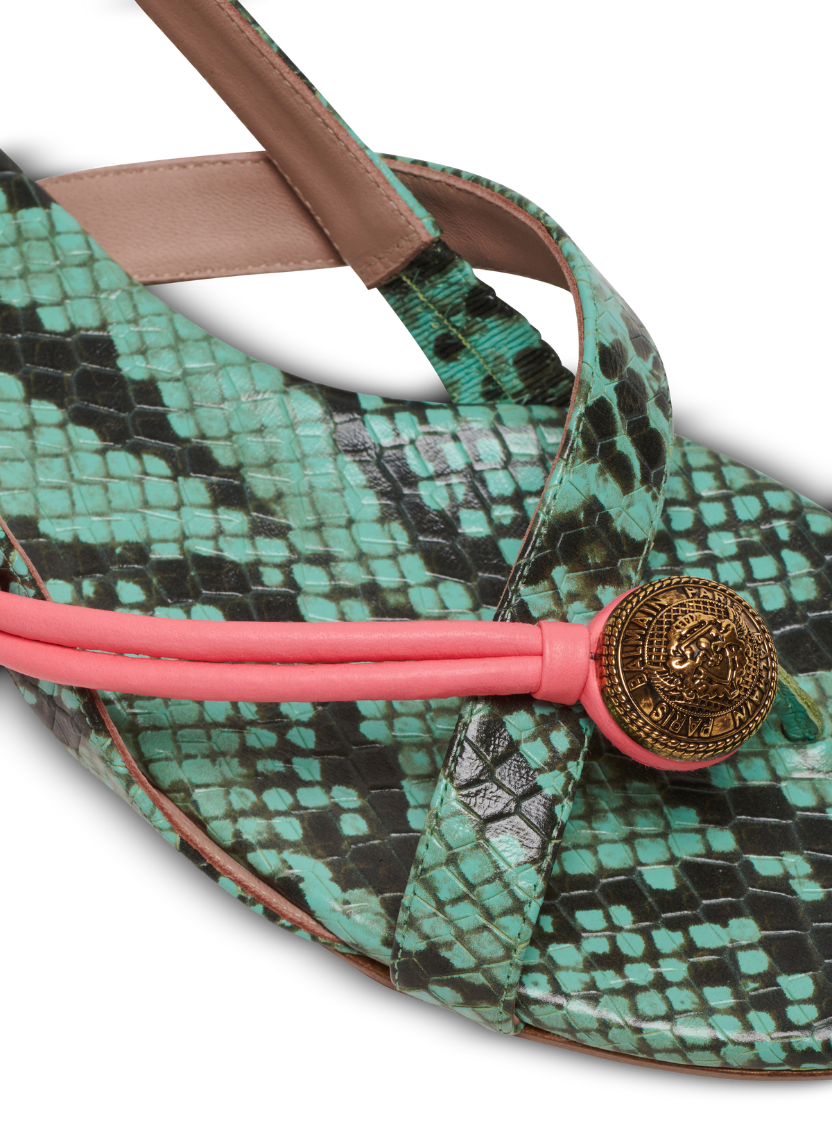 Sandale plate Alma embossée Python - Multicolore