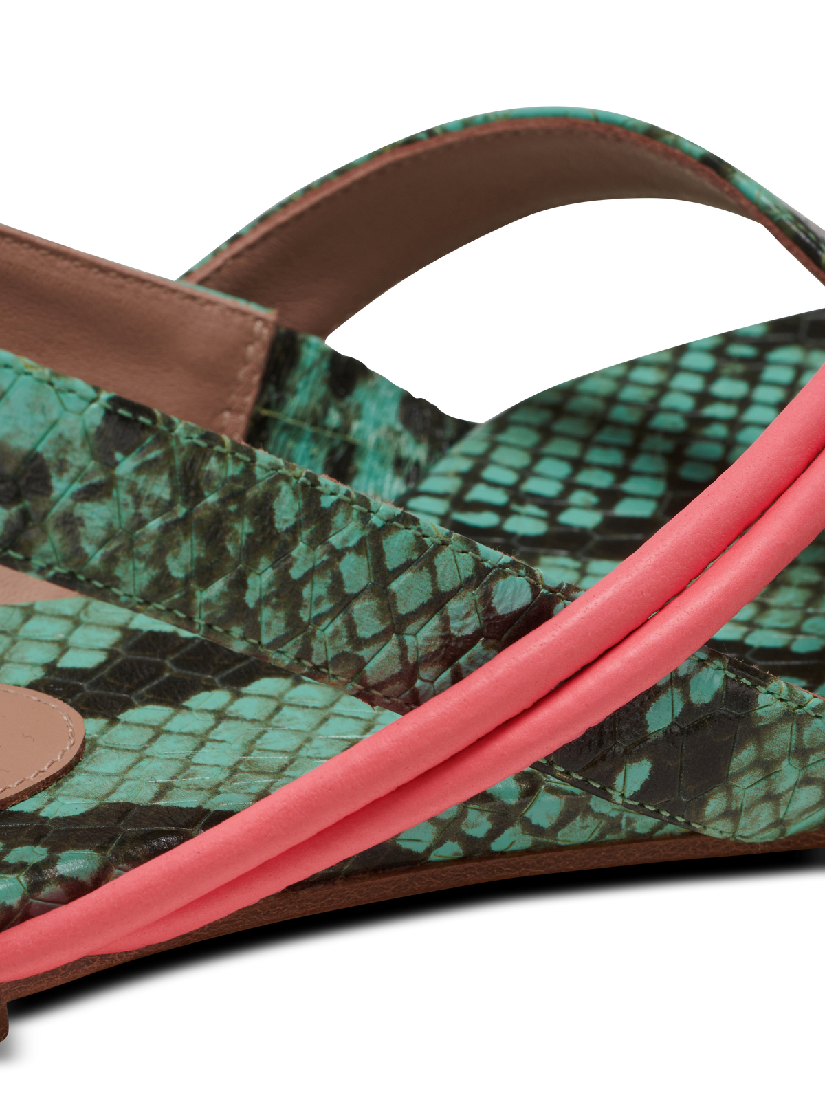 Sandale plate Alma embossée Python - Multicolore