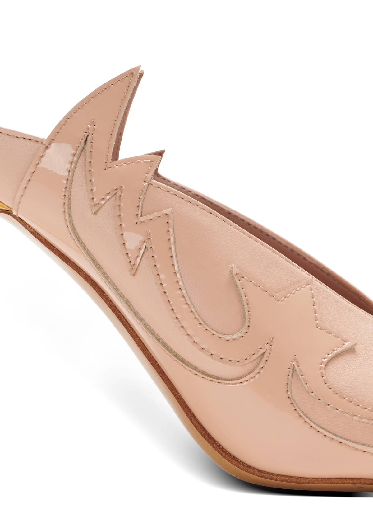 Mules ruby western en cuir verni - Nude