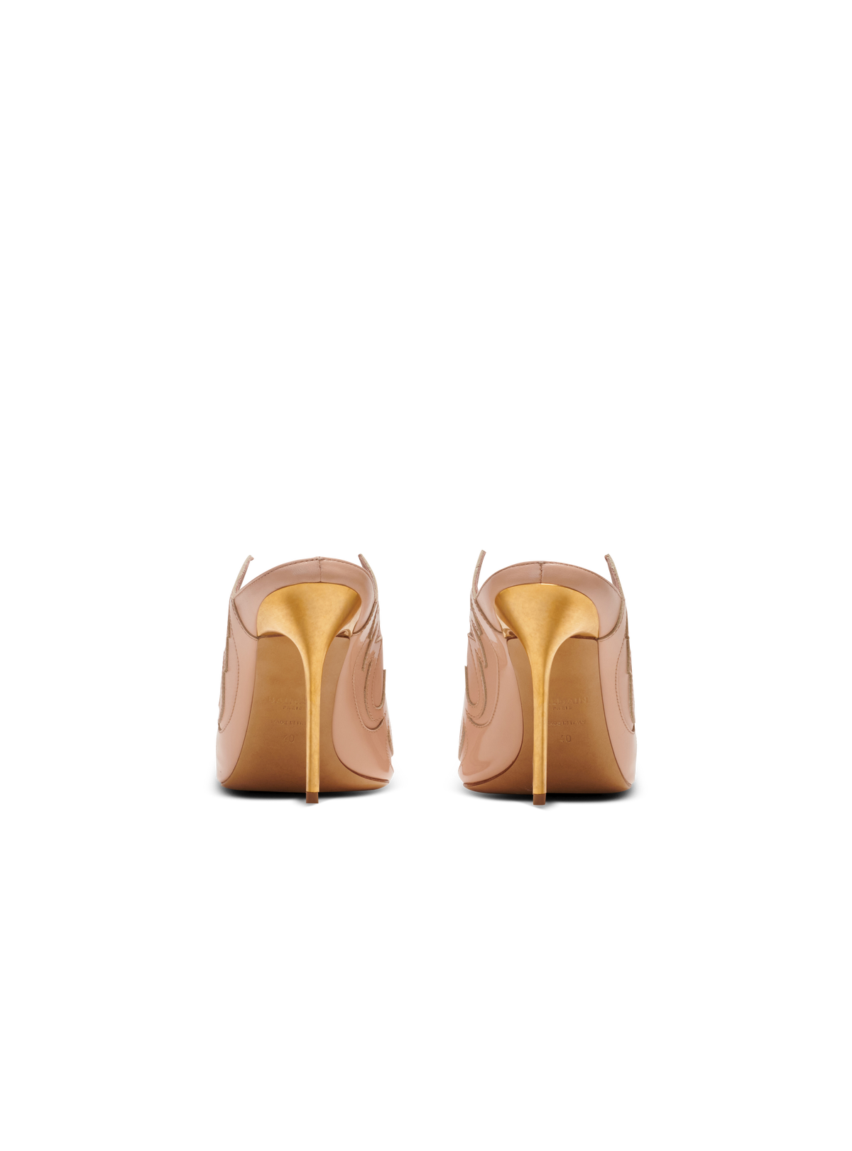 Mules ruby western en cuir verni - Nude