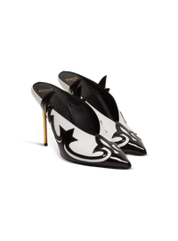 Mules ruby western en cuir verni - Noir & Blanc