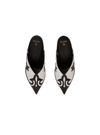 Mules ruby western en cuir verni - Noir & Blanc