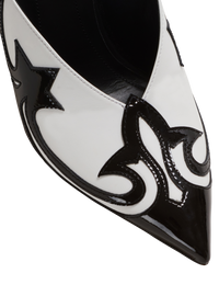Mules ruby western en cuir verni - Noir & Blanc