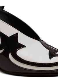 Mules ruby western en cuir verni - Noir & Blanc