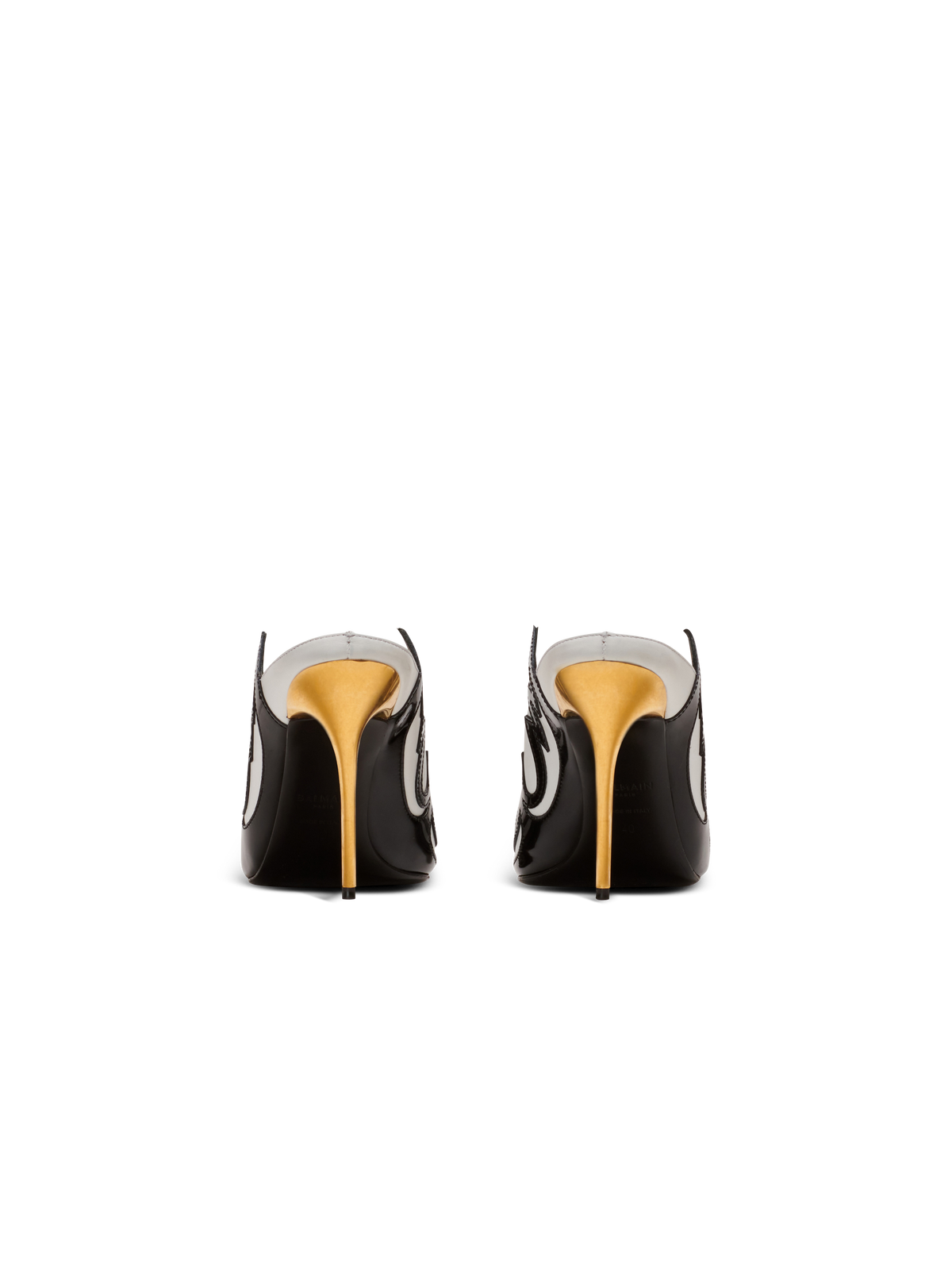 Mules ruby western en cuir verni - Noir & Blanc