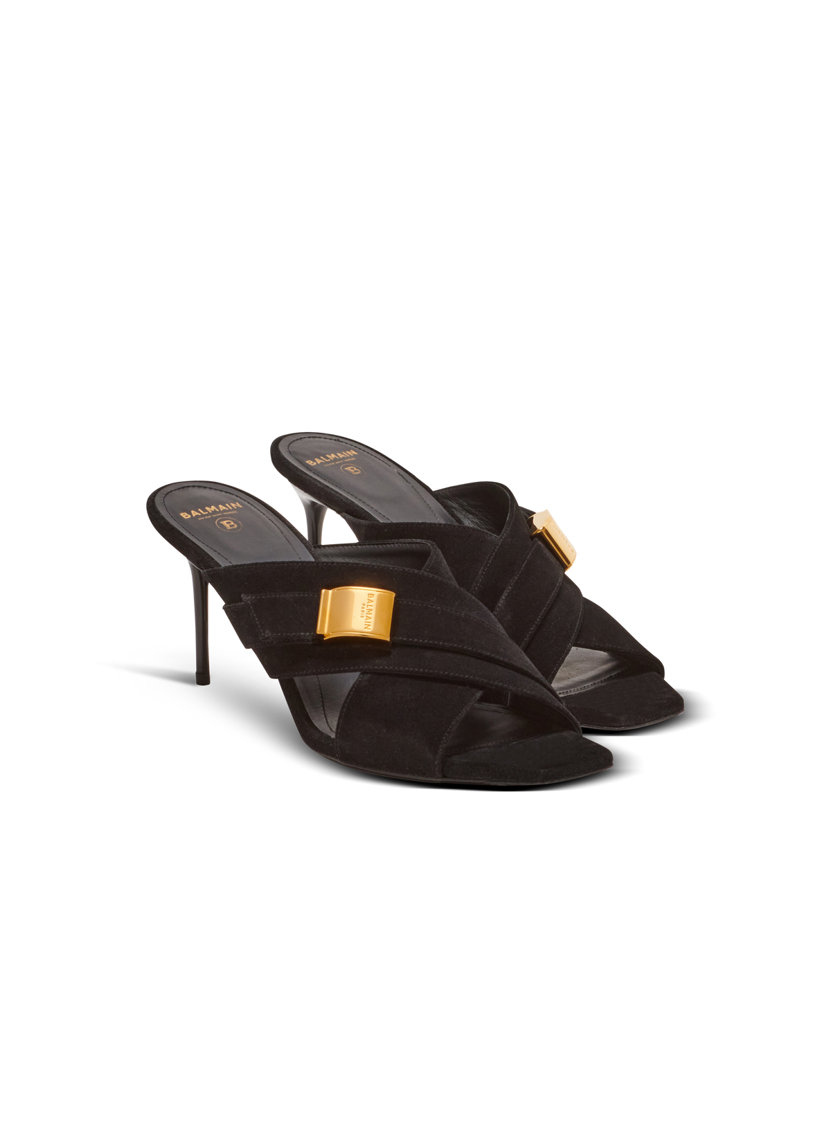 Mules uma en cuir suédé - Noir