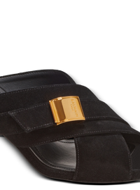 Mules uma en cuir suédé - Noir