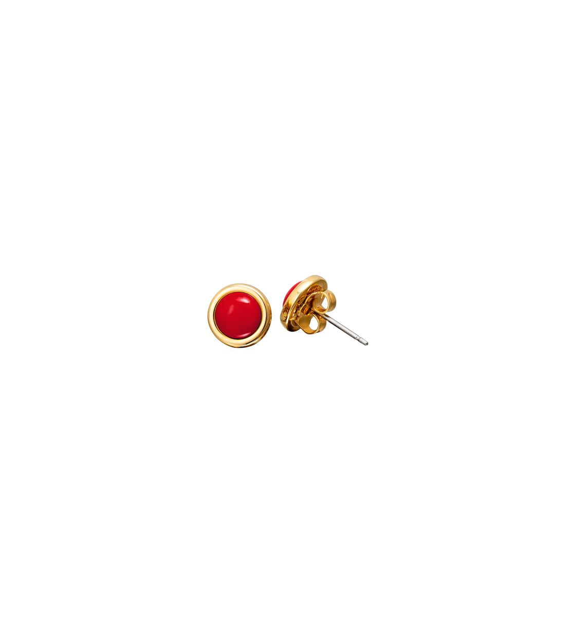 Enamel and gold-plated Capri earrings - Red & gold