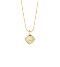 Square enamel and gold necklace - Red & gold