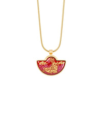 Collier Half-round small en émail et décoré à l'or - Rouge & or