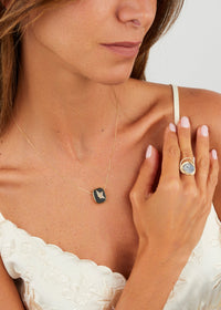Bague Gaia en or jaune avec diamant - Diamant & Agathe dendritique