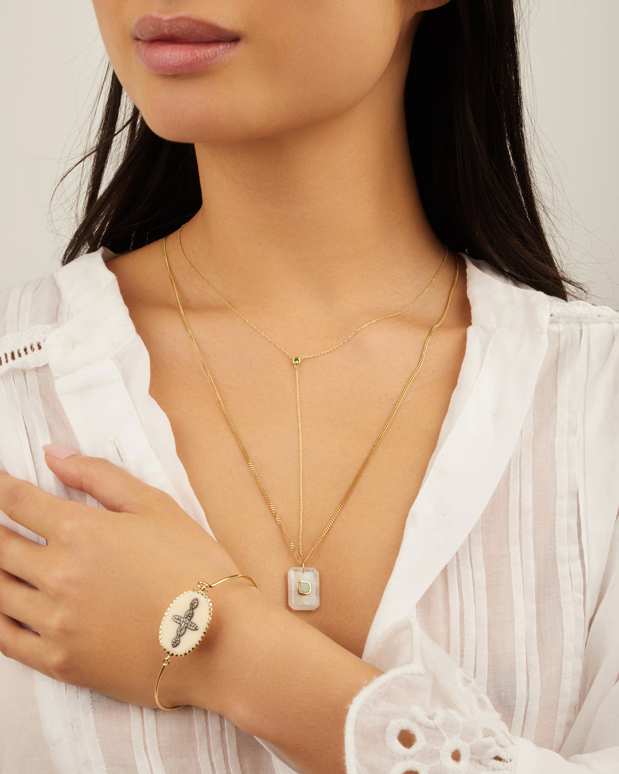 Collier en or jaune sertie de diamant - Tsavorite & Diamond