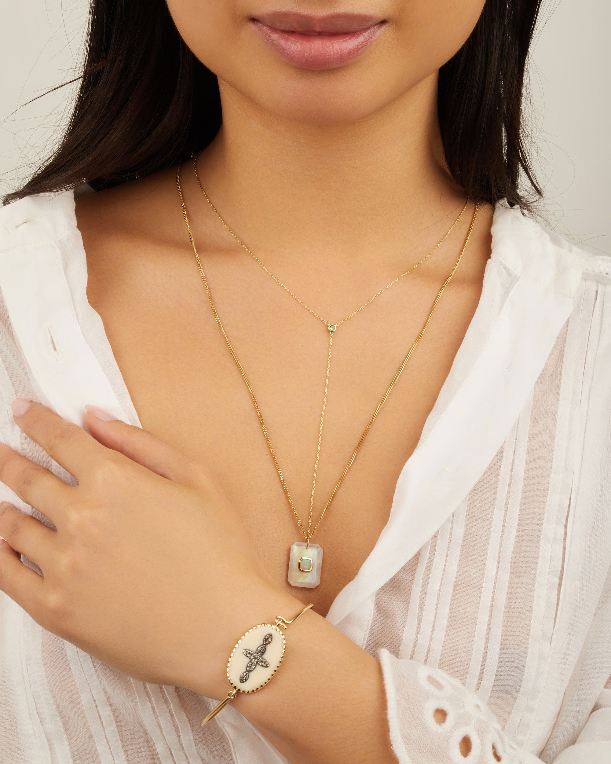Collier en or jaune sertie de diamant - Tsavorite & Diamond