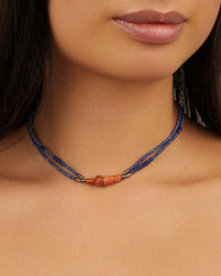 Silver necklace - Lazuli & Coral