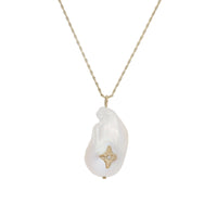 Charlie N°2 necklace in yellow gold set with diamond - Diamond & River Pearl