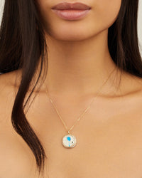 Yellow gold and silver necklace - Tsavorite & Resin