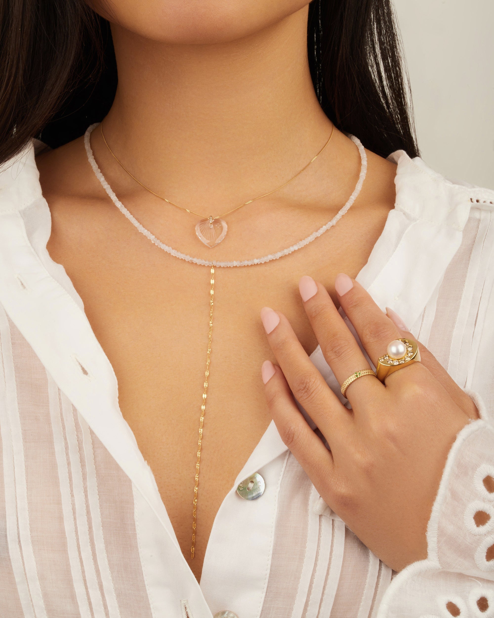 Collier en or jaune - Pierre de lune