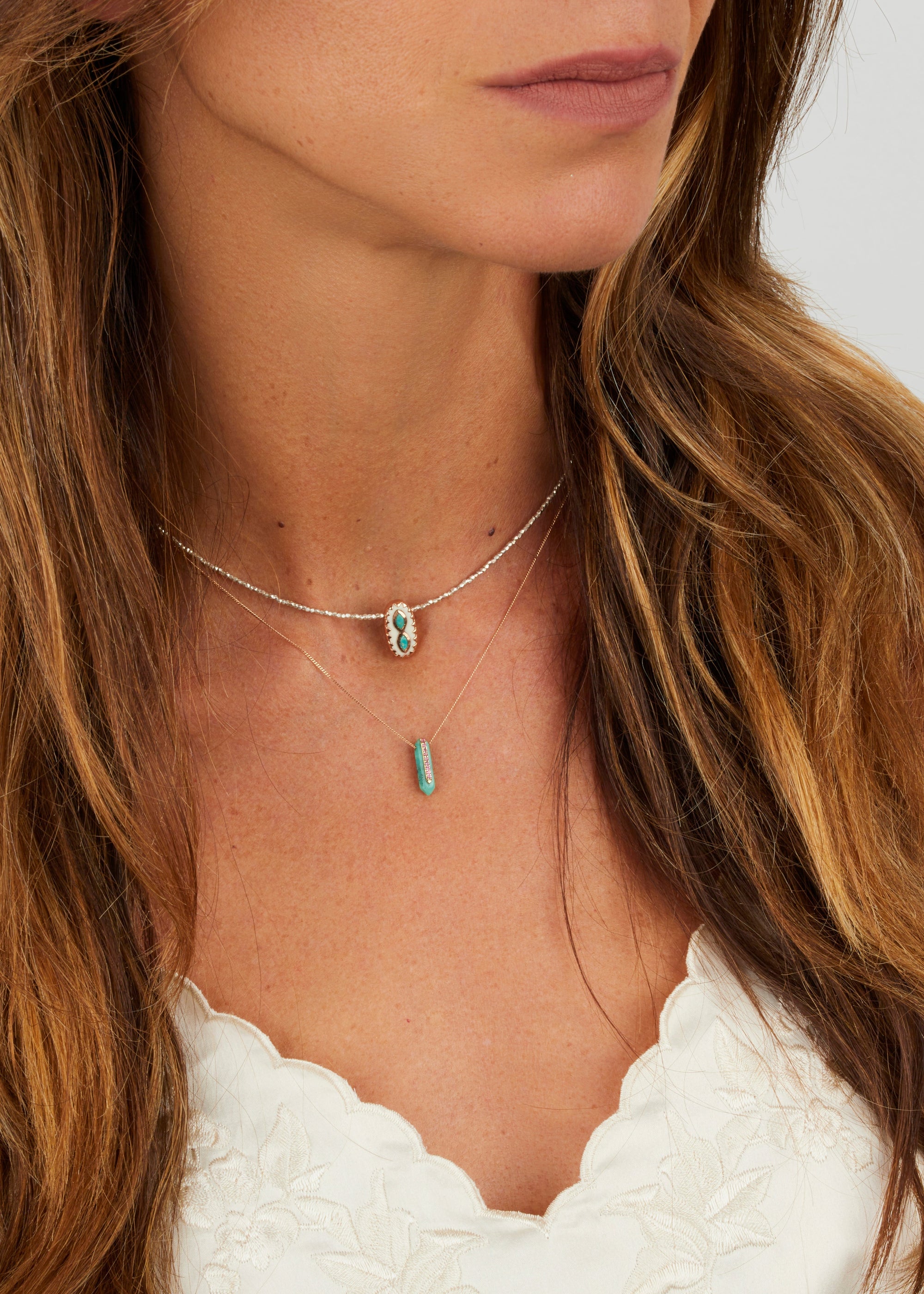 Collier Montauk N°3 en or jaune - Pierre de soleil & Tourmaline