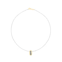 Collier en or jaune - Aigue-marine & London blue topaze
