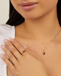 Bague fine en or jaune - Grenat