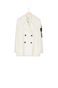 Wool pea jacket with pearl logo - Pearl