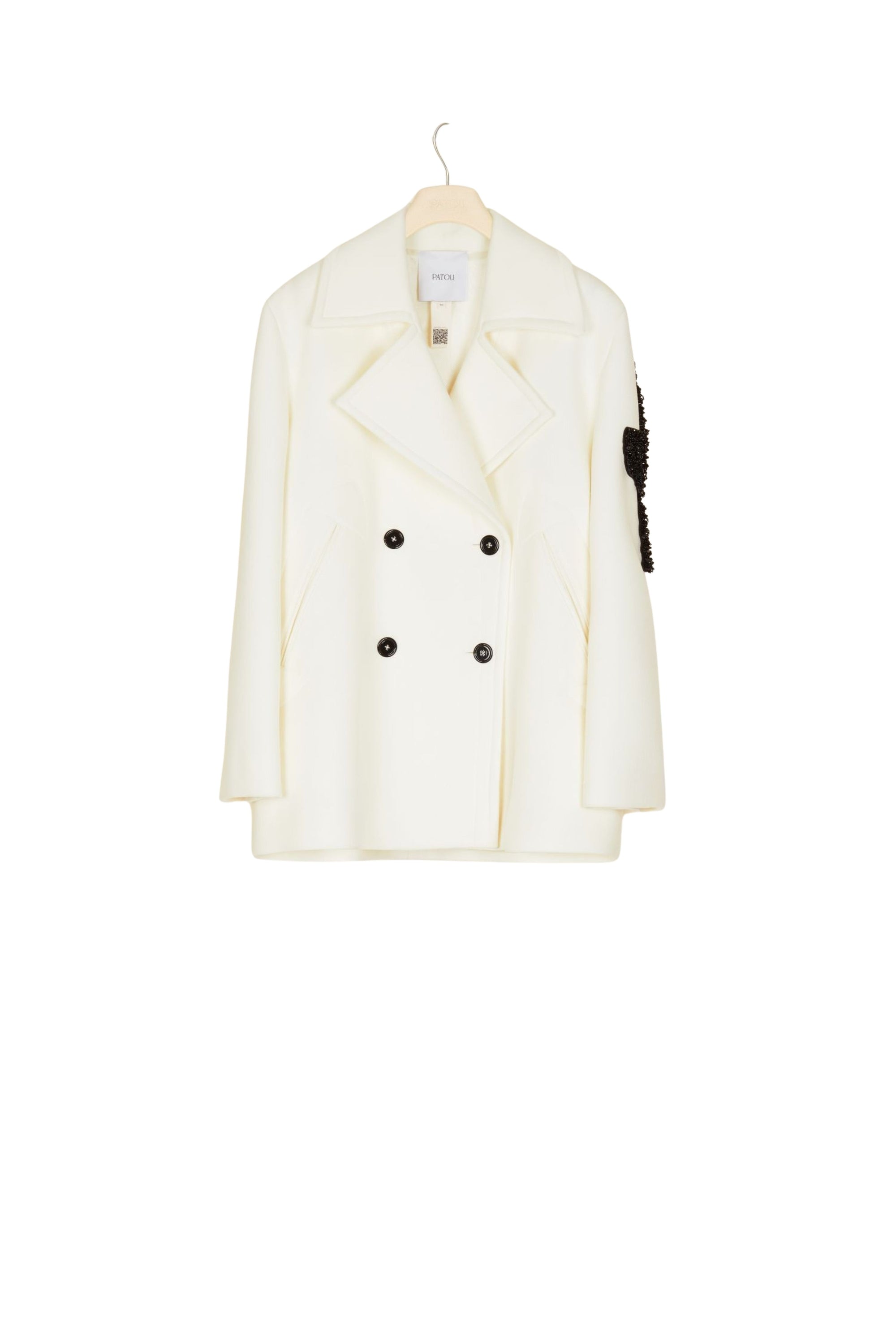 Wool pea jacket with pearl logo - Pearl