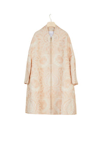 Oversized coat in floral jacquard - Peach Blossom
