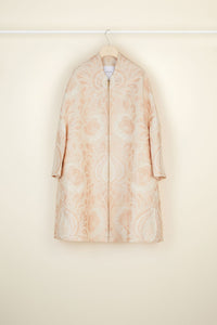 Oversized coat in floral jacquard - Fleur de Pêche