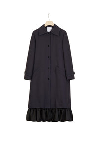 Gabardine coat with ruffled hem - Storm