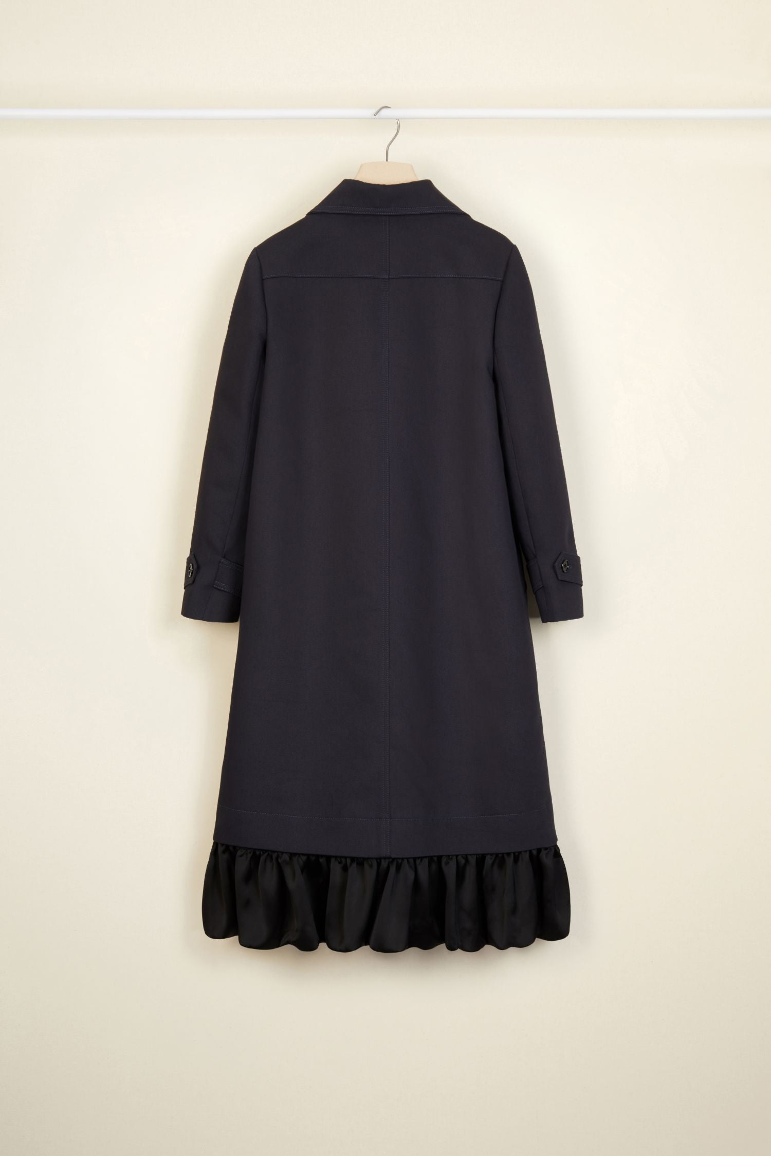 Gabardine coat with ruffled hem - Storm