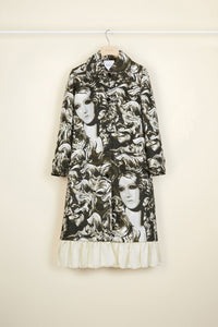 Printed gabardine coat with ruffled hem - Ondines print