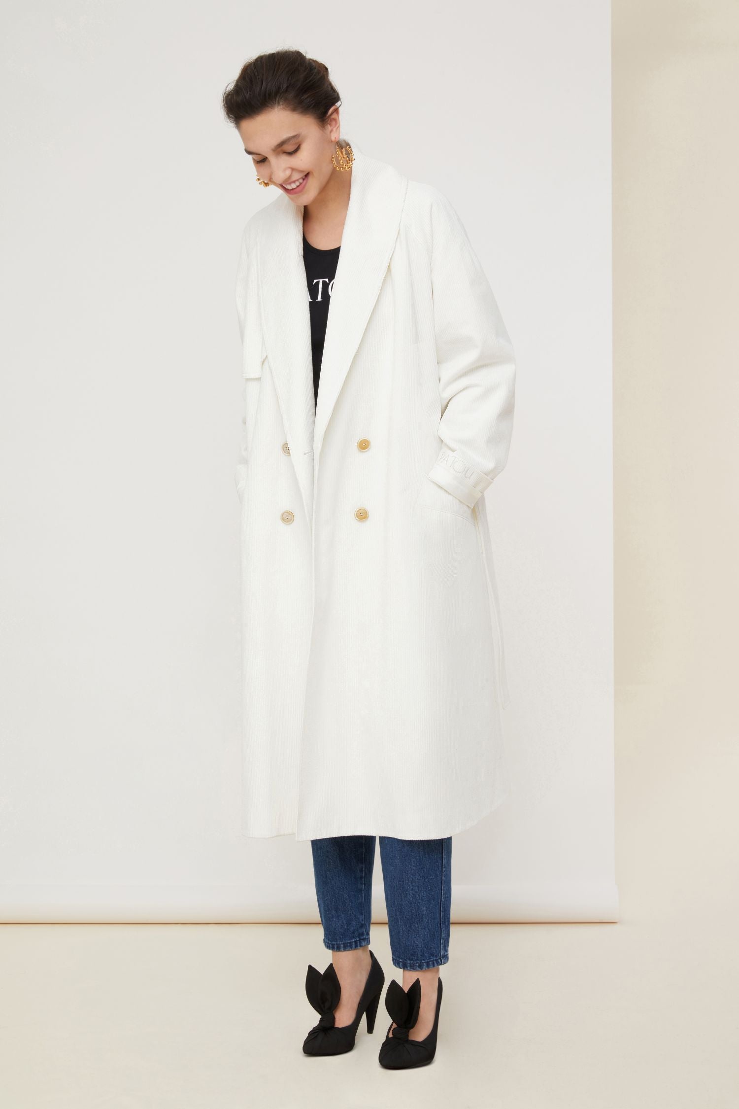 Corduroy trench coat - Pearl