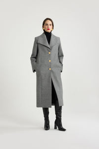 Manteau long en laine texturée