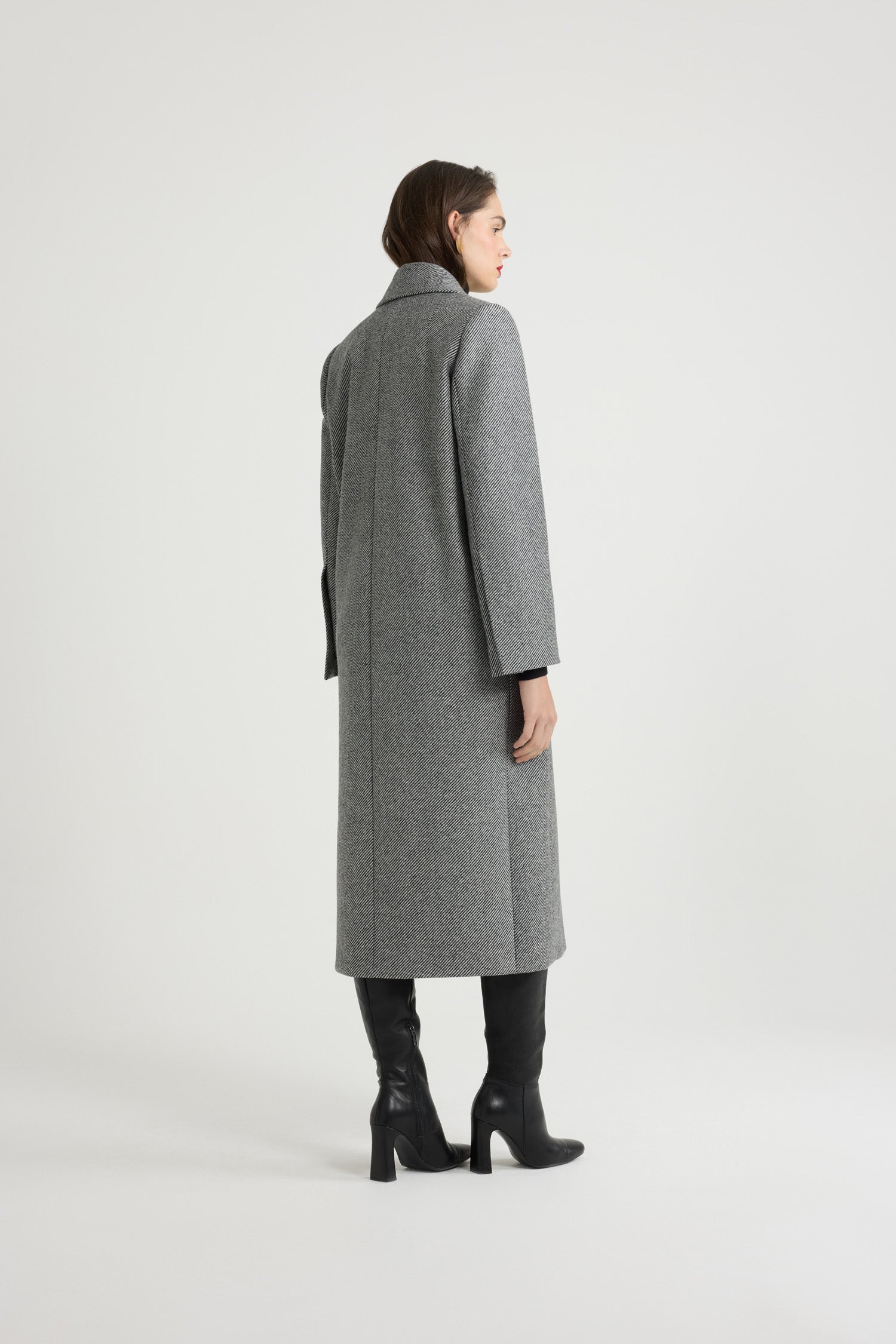 Manteau long en laine texturée