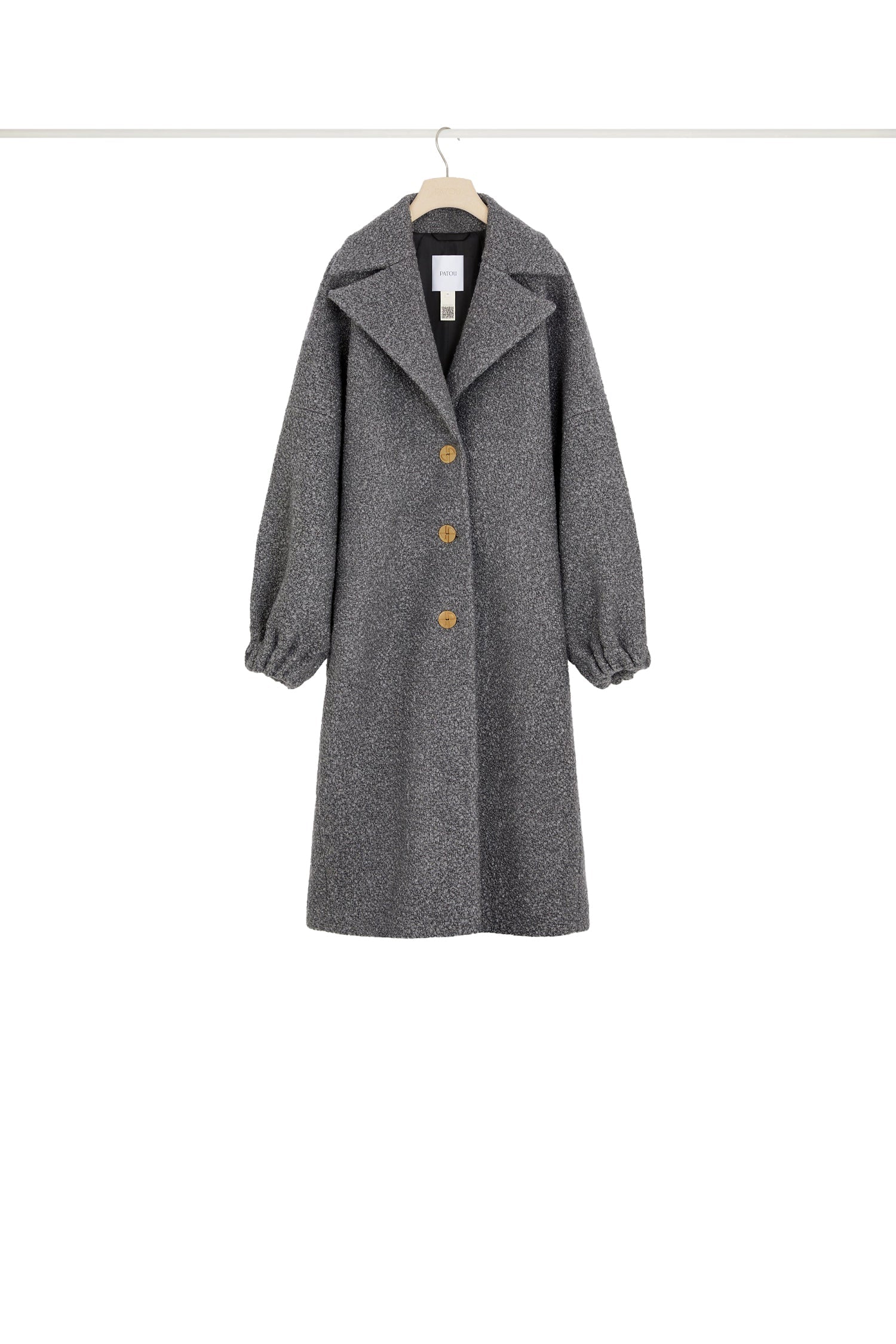 Manteau cocon en laine bouclée mélangée - Gris Anthracite