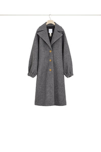 Manteau cocon en laine bouclée mélangée