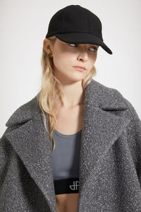 Manteau cocon en laine bouclée mélangée - Gris Anthracite