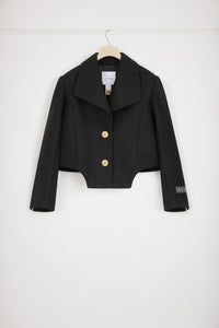 Veste courte à découpes en feutre de laine mélangée