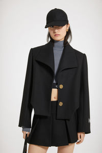 Veste courte à découpes en feutre de laine mélangée